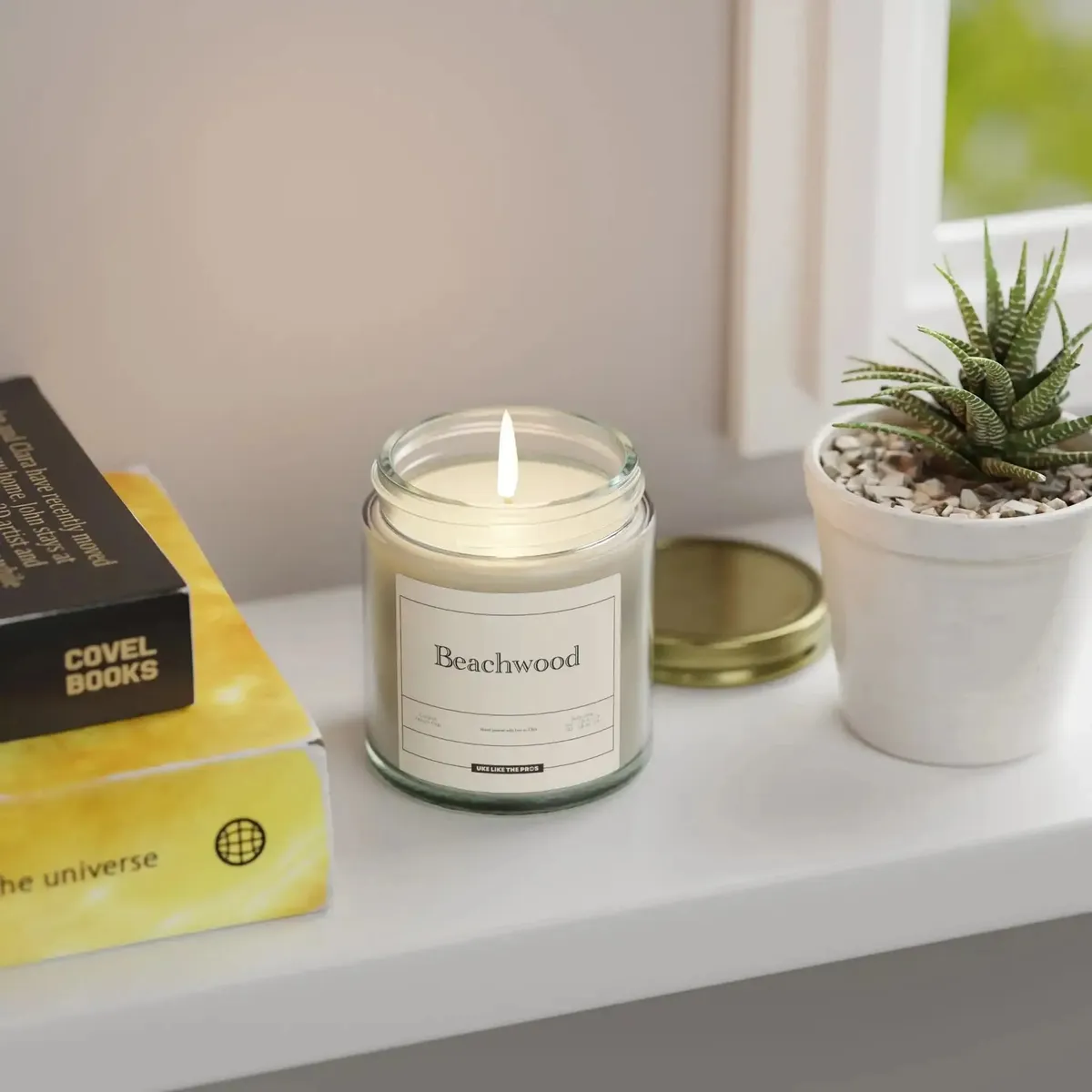 Uke Like The Pros Coconut & Apricot Wax Scented Candle - Beachwood (4oz & 9oz) - Image 6