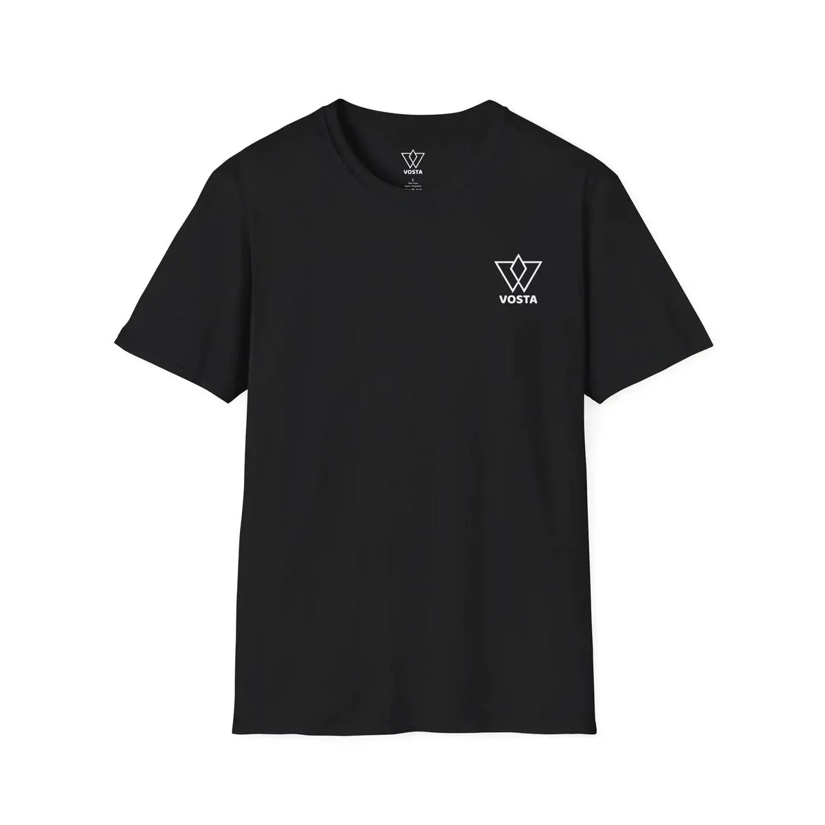 Vosta Black T-Shirt - Minimalist White Logo Tee