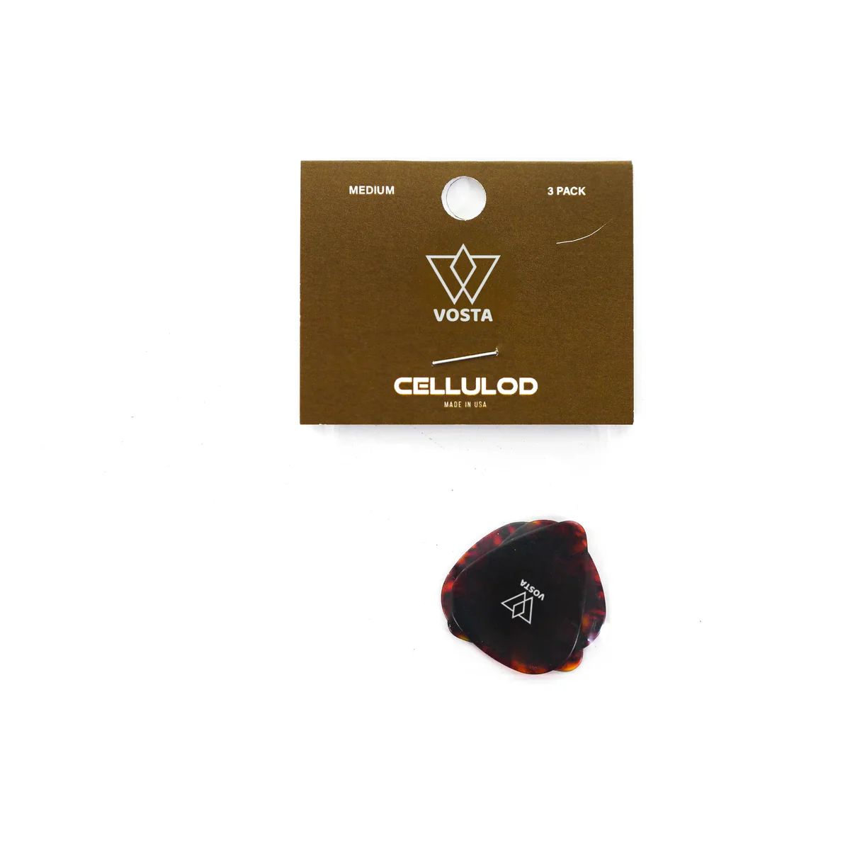 Vosta Medium Celluloid Tortoise Picks - 3 Pack